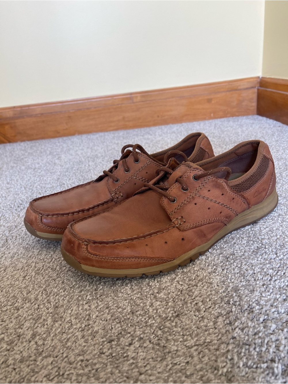 Clarks Men's Tan Leather Lace-Up Boat Shoes